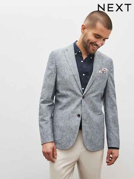 Blue Slim Linen Blend Blazer (A61488) | €33
