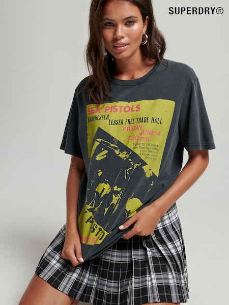 Superdry Grey Chrome Sex Pistols Limited Edition 100% Cotton T-Shirt (A61581) | €44