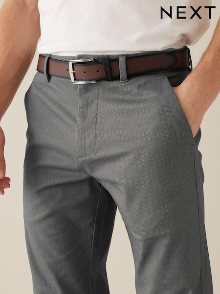 Grey Straight Fit Printed Belted Soft Touch Chino Trousers (A61607) | INR 3,250