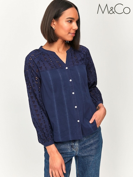 M&Co Petite Blue Broderie Shirt (A61830) | 13 €