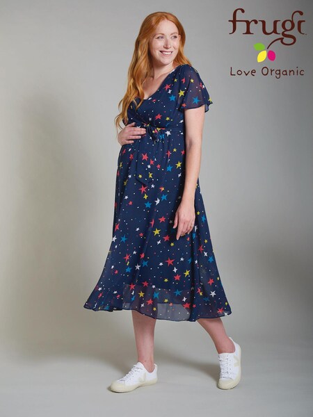 Frugi Blue Recycled Maternity And Nursing Occasion Dress (A62698) | €29