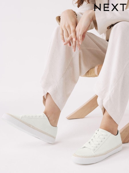 Белые парусиновые туфли - Forever Comfort® Espadrille Lace-Up Trainers (A63879) | €16