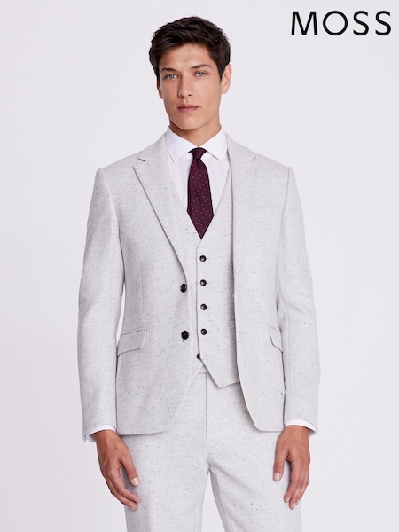 MOSS Grey Slim Fit Donegal Tweed Suit Jacket (A64190) | €211