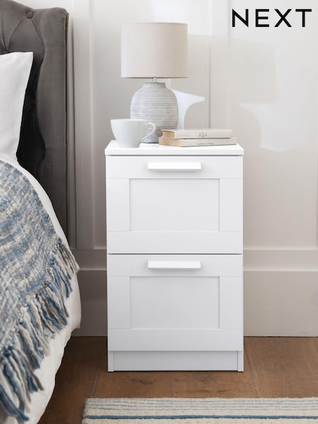 White Flynn 2 Drawer Bedside Table (A64795) | €135
