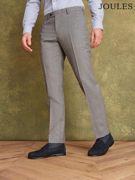 Joules Light Grey Wool Slim Fit Suit: Trousers (A64800) | €17