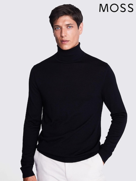 MOSS Black Merino Blend Roll Neck Jumper (A64895) | €86