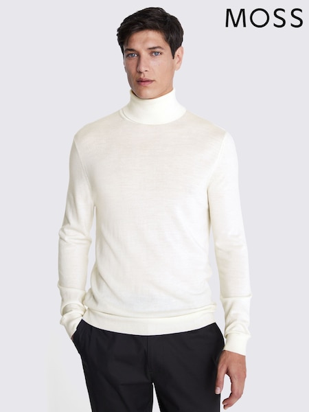 MOSS White Merino Blend Roll Neck Jumper (A64896) | R$ 590