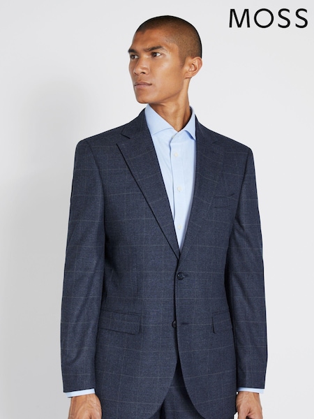 MOSS Blue/Khaki Green Regular Fit Check Suit Jacket (A64937) | €83