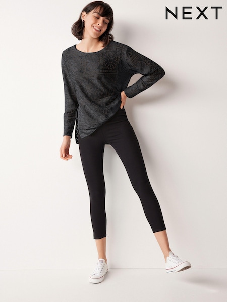 Noir - Leggings courts en jersey de denim (A65417) | € 3