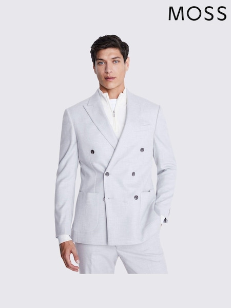 MOSS Light Grey Tailored Fit Flannel Suit Jacket (A65721) | €84
