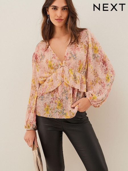 Print in Rosa - Lace Long Sleeve Top (A66027) | 21 €