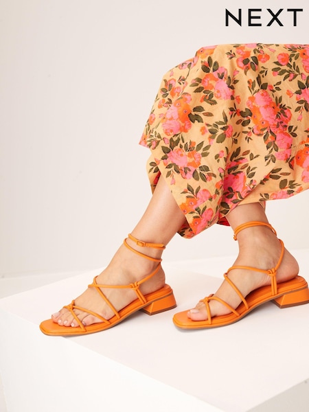 Orange Forever Comfort Knot Detail Ankle Strap Sandals (A66433) | €10