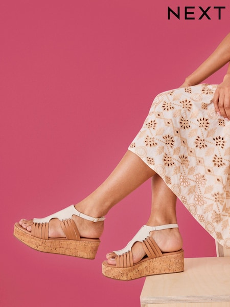 Camel Brown Forever Comfort® Leather Fisherman Wedges (A66757) | €25