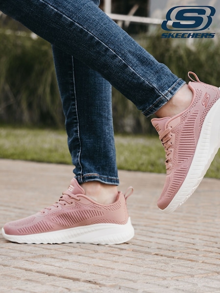 Розовый - Skechers Womens Bobs Squad Chaos Face Off Trainers (A67049) | €78