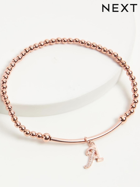 Roségold Sterling Silber - Beaded Initial Bracelet (A67788) | 15 €