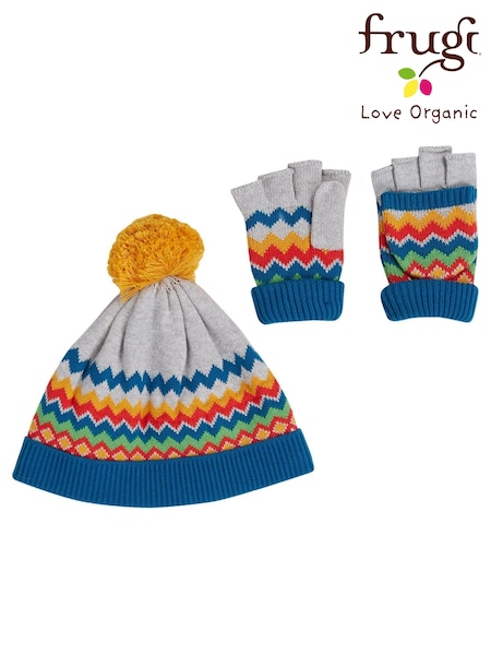 Frugi Grey Fairisle Knitted Hat and Gloves Set (A67899) | €14.50 - €15.50