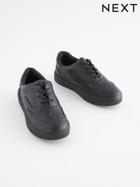 Black School Leather Lace-Up Brogue Shoes (A68210) | €12.50 - €15.50