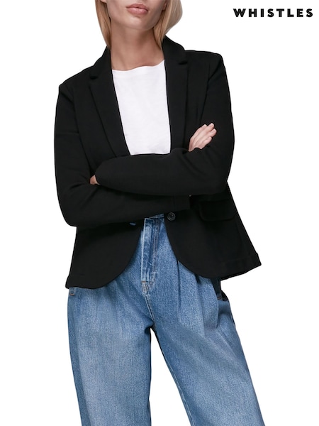 Whistles Black 100% Cotton Slim Jersey Jacket (A69669) | €54