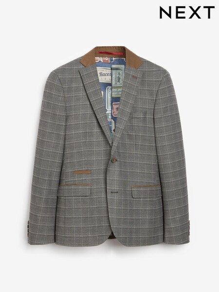 Grey Slim Fit Check Suit: Jacket (A70752) | €56