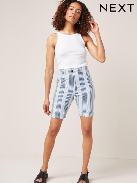 Streifen, Marineblau/Weiß - Chino Knee Shorts (A70759) | 10 €