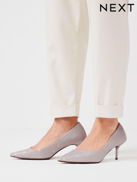 Metallic Shimmer Regular/Wide Fit Forever Comfort® Asymmetric Kitten Court Shoes (A71179) | €23