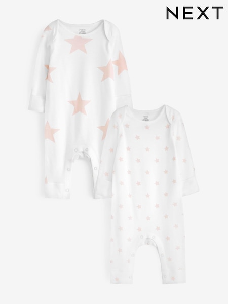 Rosafarbener Stern - 2 Pack Kind To Skin Baby Sleepsuits (0-2yrs) (A71239) | 26 € - 28 €