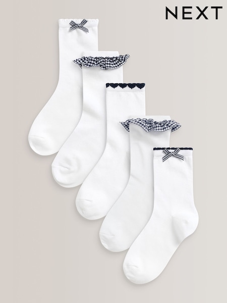 Azul marino - 5 Pack Cotton Rich Gingham Ankle School Socks (A72390) | 11 € - 12 €