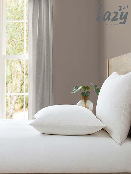 Lazy Linen White Washed 100% Linen Fitted Sheet (A73756) | $111 - $206