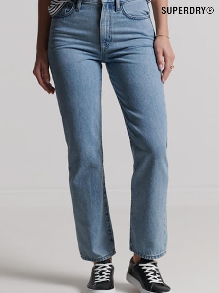 Superdry Studios Blue High Rise Straight Fit Jeans (A73782) | €28