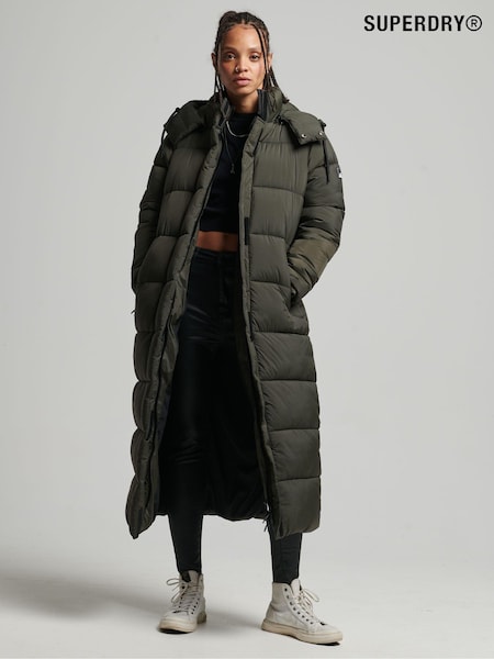 Superdry Dark Green Ripstop Longline Puffer Jacket (A73792) | LEI 520