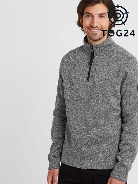 Tog 24 Grey Pearson Knit Look Quarter Zip Fleece (A74016) | €50