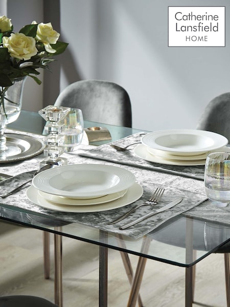 Catherine Lansfield Set of 2 Silver Grey Crushed Velvet Placemats (A74030) | €6.50