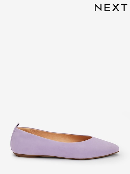 Liliowy - Signature Leather Ballerina Shoes (A74348) | 86 zł
