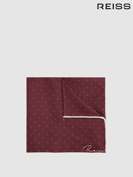 Burgundia - Reiss Liam Polka Dot Silk Taskuliina (A76202) | €60