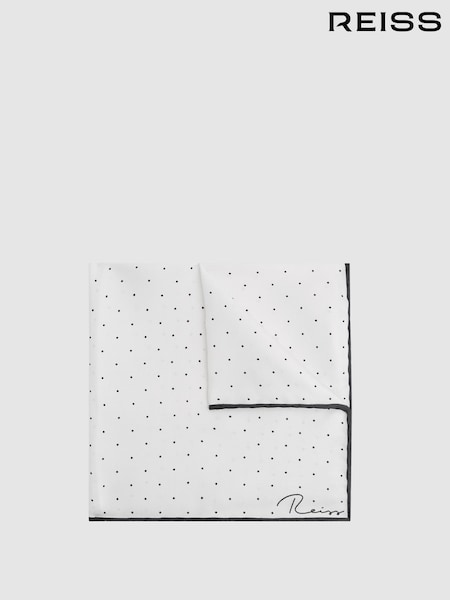 Valkoinen - Reiss Liam Polka Dot Silk Taskuliina (A76203) | €60