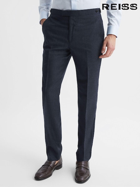 Reiss Navy Dunn Textured Slim Fit Trousers (A76322) | €215