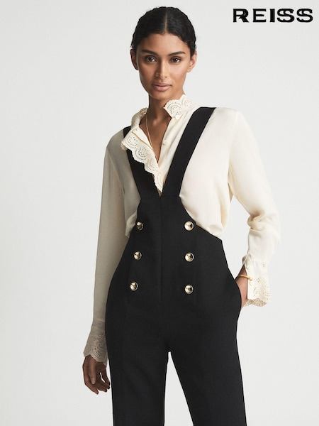 Reiss Black Vittoria Petite Dungaree Jumpsuit (A76386) | €136