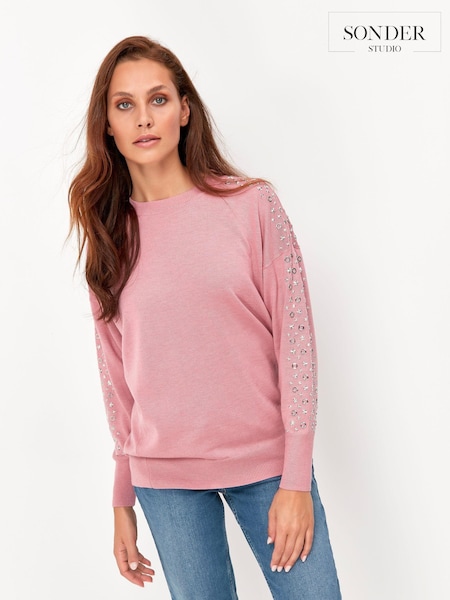 Sonder Studio Pink Eyelet Embellished Jumper (A76692) | €20
