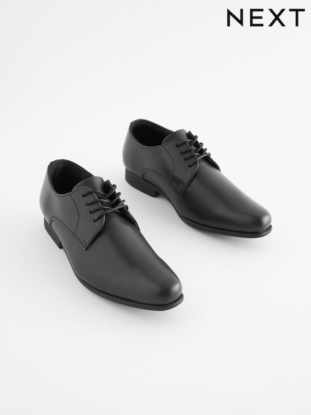 Black Wide Fit (G) School Leather Lace Up Shoes (A77023) | €41 - €58