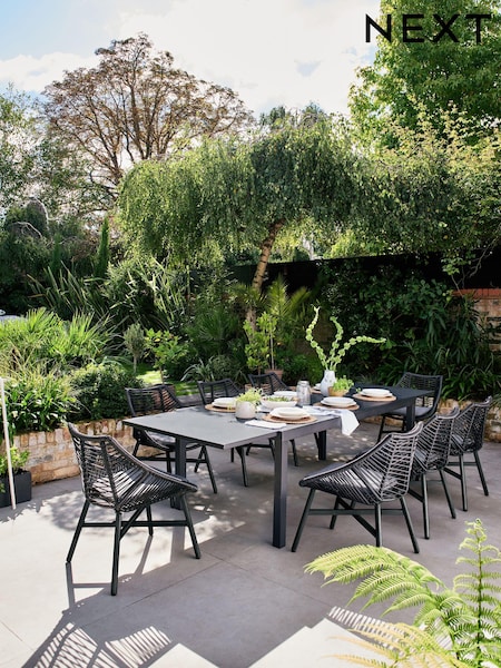 Black Helsinki Garden 8 to10 Seat Extending Dining Set (A77326) | €1,137