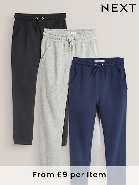 Navy Blue/Grey/Black 3 Pack Soft Jersey Regular Fit Joggers (3-16yrs) (A77468) | 134 QAR - 163 QAR
