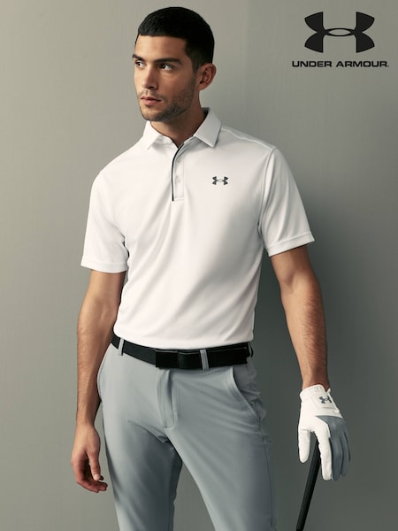 Under Armour White Golf Tech Polo Shirt (A79315) | AED221