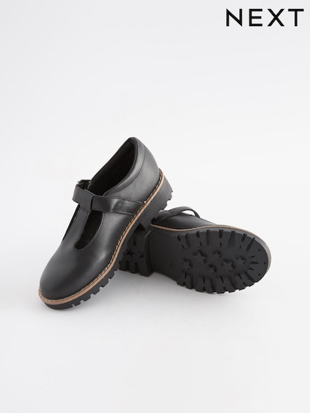Schwarz - Leather School T-Bar Shoes (A79375) | 6 € - 7 €