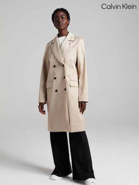 Calvin Klein Neutral Shine Sateen Crombie Coat (A79961) | €97