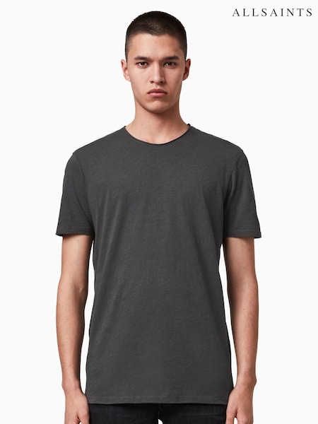 AllSaints Black Crome Figure Short Sleeve Crew 100% Cotton T-Shirt (A81110) | 243 QAR
