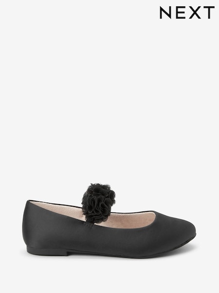 Black Satin New Comfort Standard Fit (F) Corsage Bridesmaid Collection Occasion Shoes (A81192) | €16 - €20