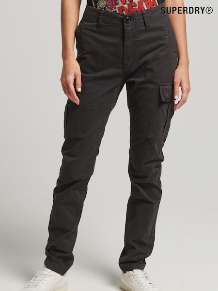 Negru - Pantaloni tip cargo Superdry Cotton Slim Chiloți (A81424) | 220 LEI