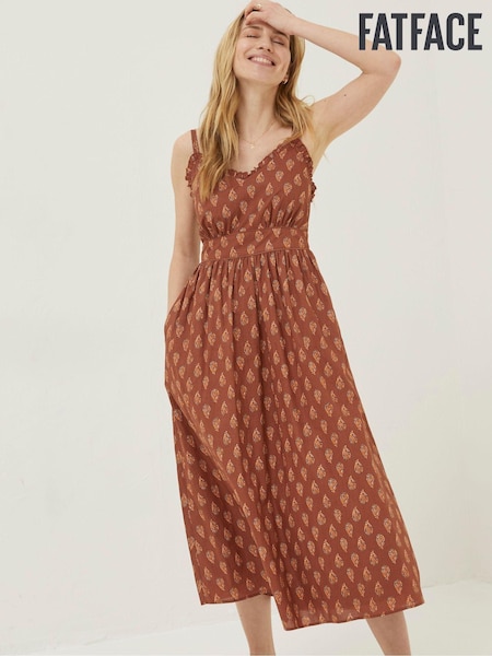 FatFace Brown Woodblock Jayden Midi Dress (A81732) | €47.50