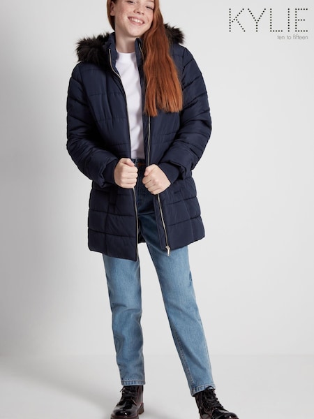 Kylie Teen Blue Faux Fur Hood Puffer Jacket (A82164) | €11.50