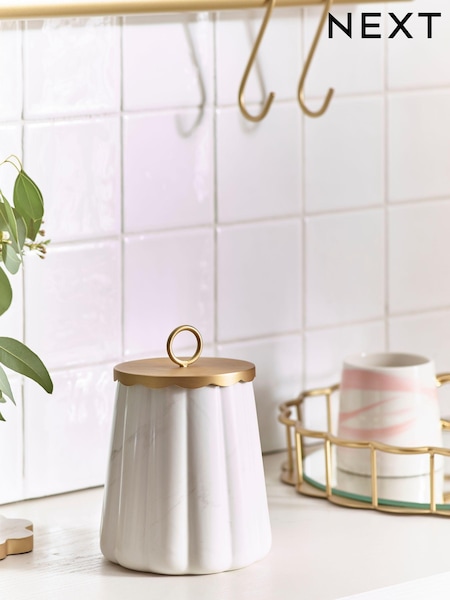 White/Gold Valencia Marble Storage Jar (A82275) | € 11